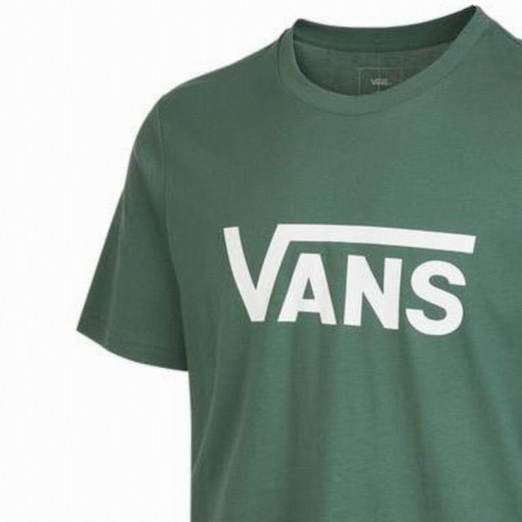 Vans Logo Solid Color Crew Neck Short Sleeve T-Shirt Men Tops Green VN0A4MM6YQW