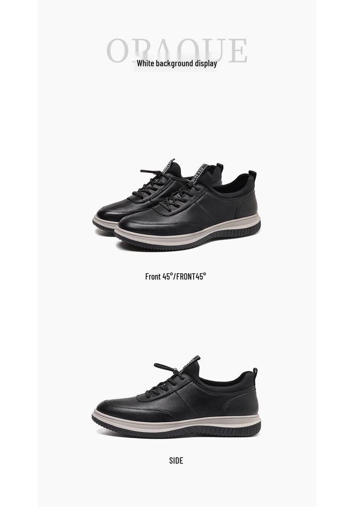 Red Dragonfly Men's Waterproof No-Tie Leather Travel Shoes - 2025 Black Cowhide Wear-Resistant Sports Shoes