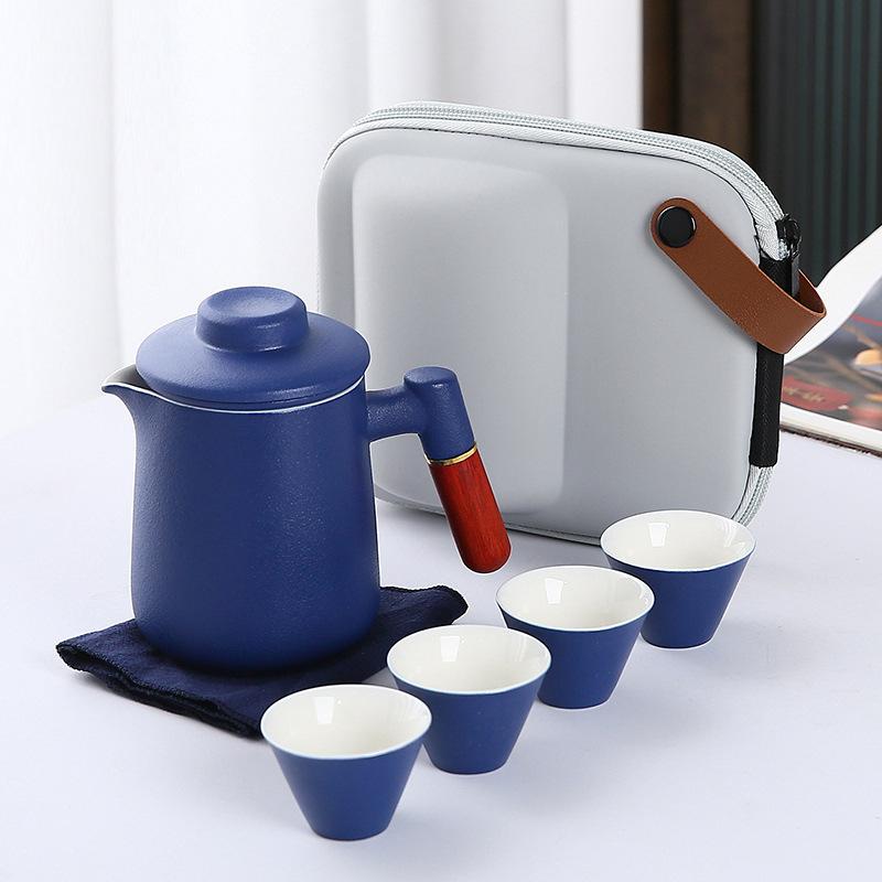 

Portable gradual change Kuaike cup coarse pottery tea set travel set business souvenir opening gift