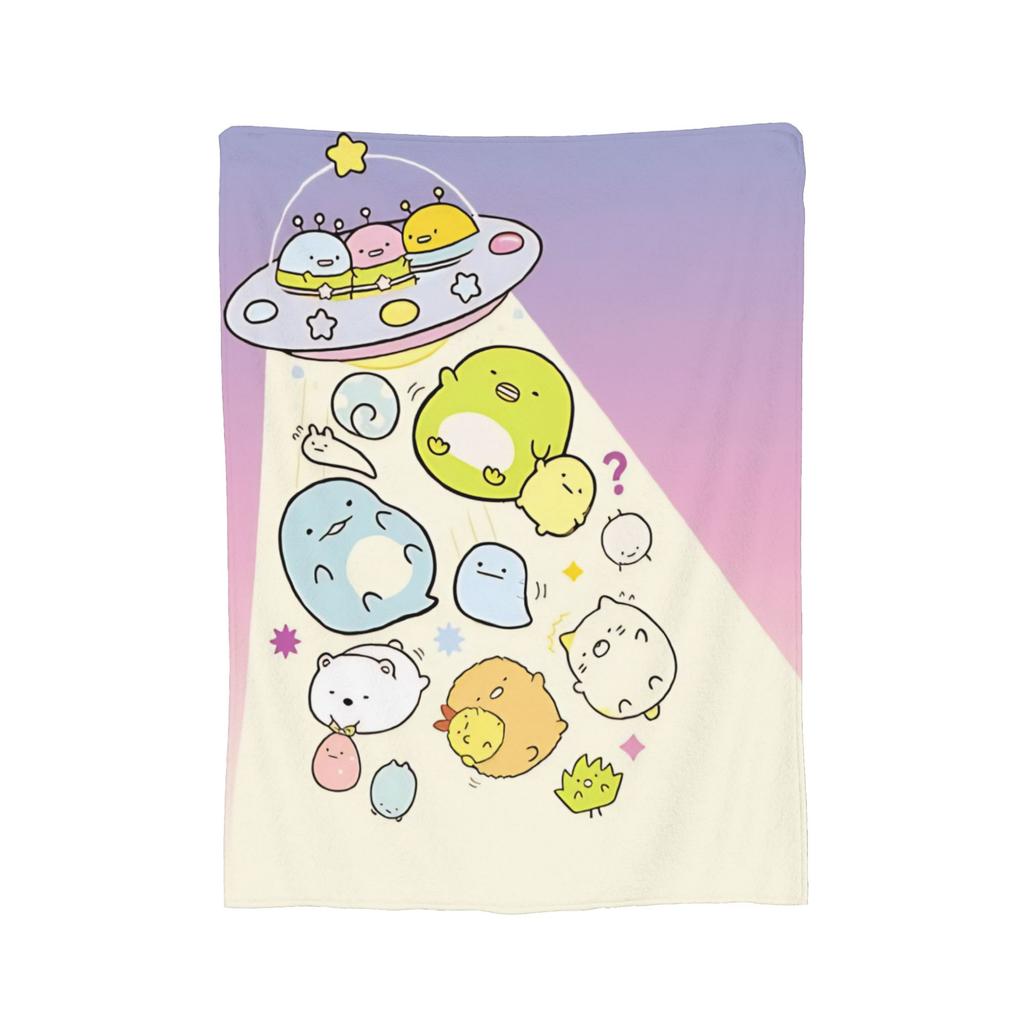 Sumikko Gurashi Penguin Knitted Blanket Flannel  Ultra-Soft Throw Blanket for Airplane Travel Bedspread
