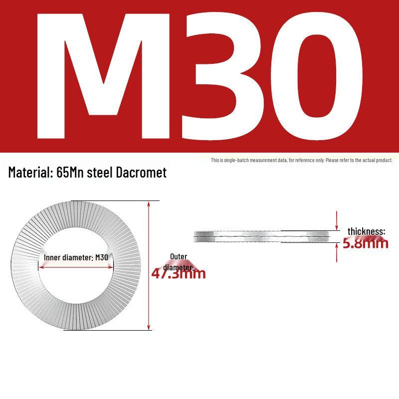 304 Stainless Steel Double Stack Self-Locking Washer with 65Mn Manganese, Anti-Loosening, Double-Sided Tooth Layer