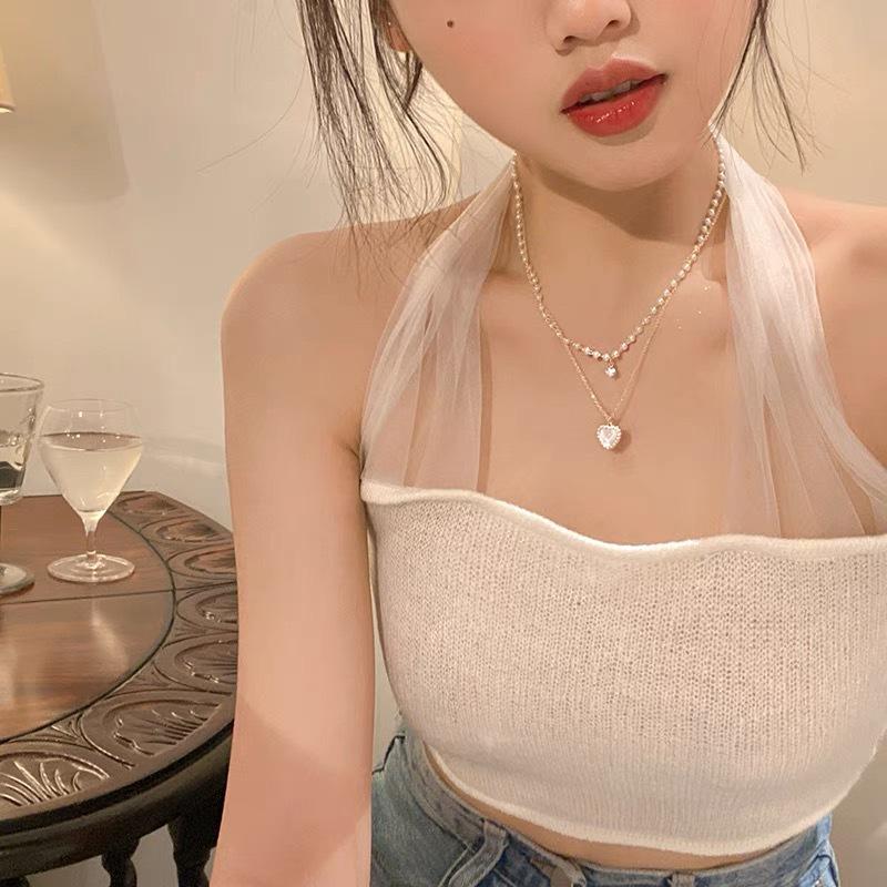 Exquisite Double Layer Heart Necklace for Women - Luxurious Niche Design Choker