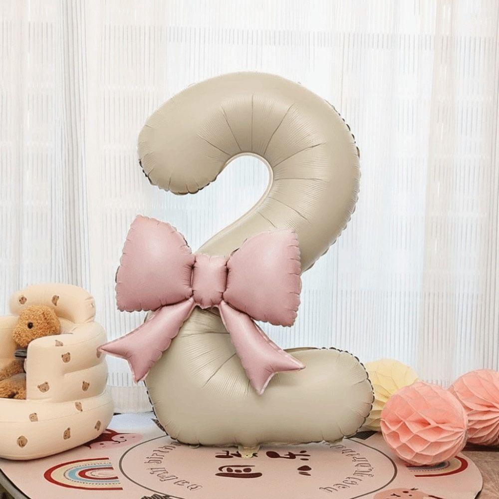 40 Inch Large Number Balloon Set DIY Bowknot Design Foil Balloon Set  Photo Props