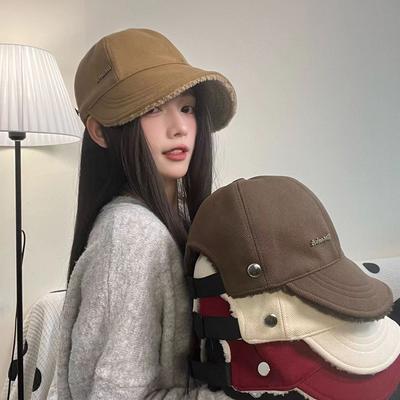 Anti Cold and Warm Front and Back Duck Cap for Women Autumn and Winter Face Covering Korean Style Face-showing Small Versatile Fisherman Hat