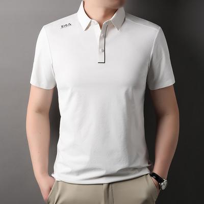 Summer New Men's Short-sleeved T-shirt for Young and Middle-aged People Fashionable Solid Color Printed Lapel POLO Shirt Casual Men's Clothing