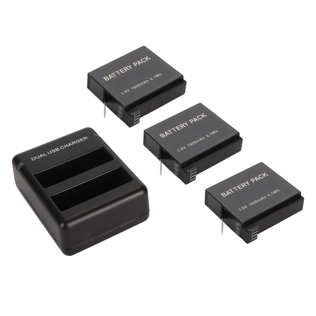 Camera Charger and Battery Dual Channel USB Camera Battery Charger and 3 Pack 1600mAh 3.8V