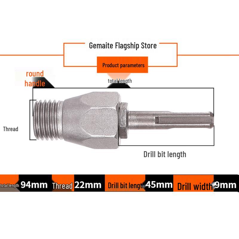 Electric Hammer Impact Drill Converter: Water Drill Adapter & Extension Rod for Wall Hole Opening