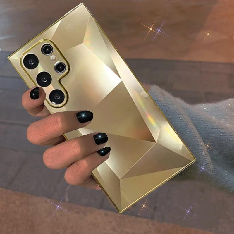 Pokovování Laserový Bling Diamantový Vzor Pouzdro Pro Samsung Galaxy S24 S23 Ultra S22 Plus A14 A24 A24 A54 A23 A53 A73 5G iPhone 15 14 13 12 11 Pro Max Kryt