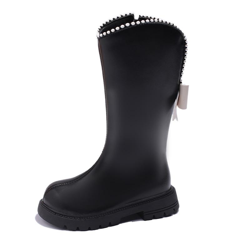 Children's Long Boots Winter Girls' High Boot with Fleece Child Boot Warm Girl Shoes Soft Soled Non Slip Kids Shoes