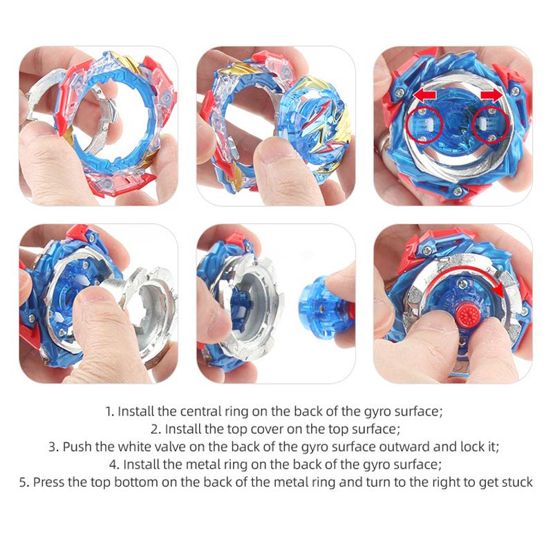 Toupie de Combat Métallique Gyro Jouet Con Lanceur à Corde, Gyroscope de Combat, Toupie de Combat d'Arène Cadeau Cadeau d'Anniversaire