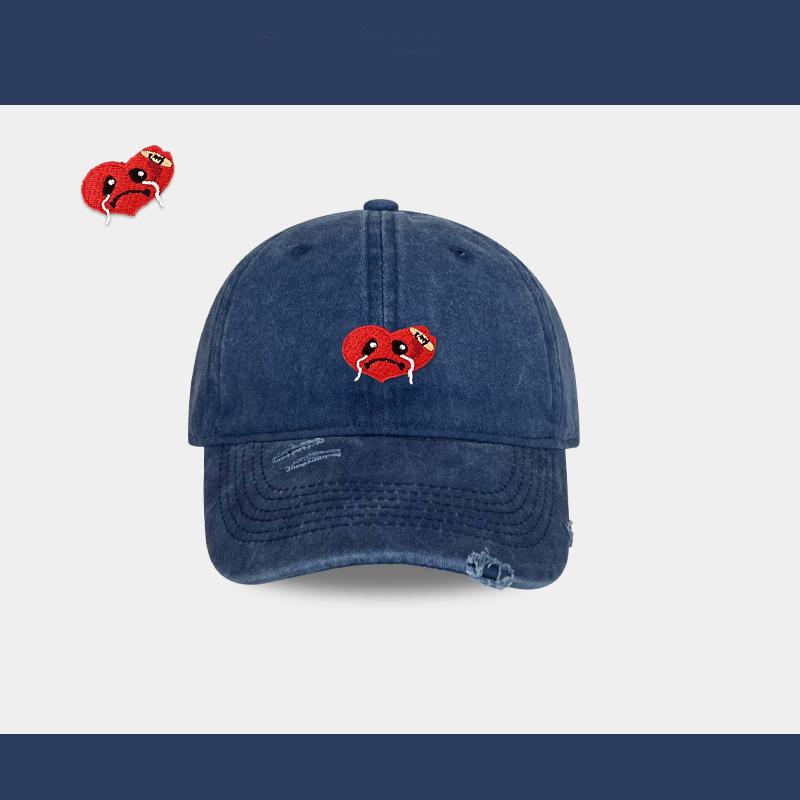 Hat Female Cartoon Embroidery Washed Old Cap Student Couple Versatile Baseball Cap Outdoor Casual Sun Hat
