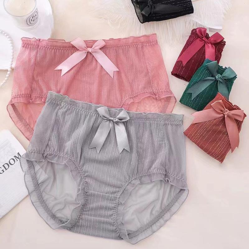 

Женские трусики больших размеров с высокой талией эластичные сексуальные кружевные трусы женские милые трусики-банты бесшовные трусы 60-110 кг