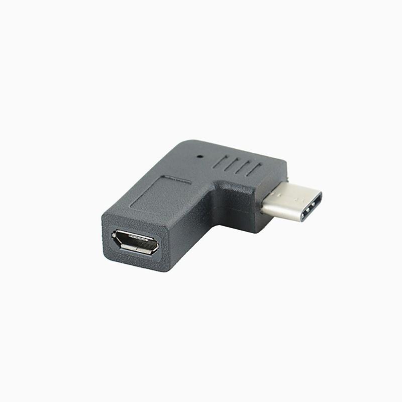 90 Degree Micro USB to Type-C Converter Female to Male Connector Conversion Adapter for Phones Tablets & Game Consoles