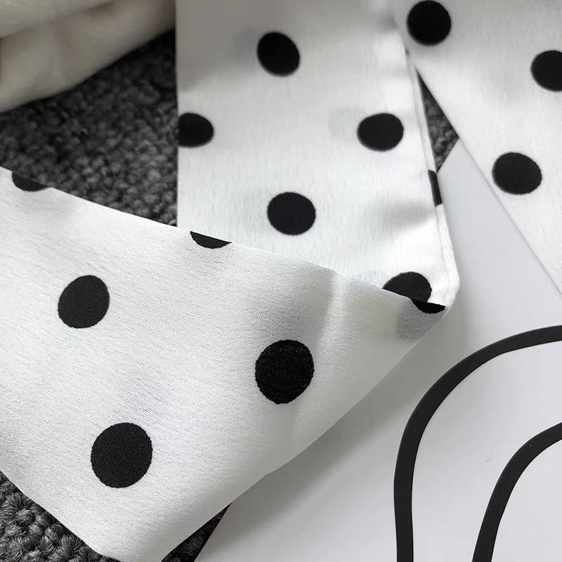 Luxury Ribbon Polka Dot Scarf Satin Hijab Fashion Wraps Hair Bands Ribbon Headband Bandann Polka Dot Scarf Printed Scarf