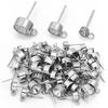 20pcs/lot Stainless Steel Stud Earring Base Settings Fit 4 5 6 8mm Cubic Zircon Stones DIY Jewelry Making Earrings Accessories