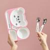3 Grids Cartoon Plastic Food Plate With Soup Bowl Kid Student Portable Reusable Dinning Plate Fruit Salad Plate Microwave Safe