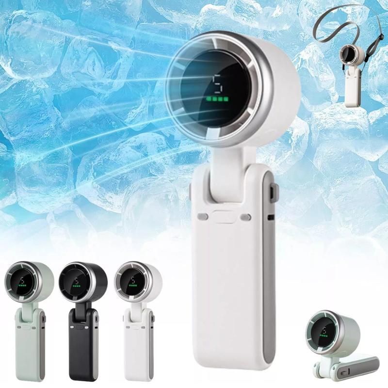 1Pc Portable Handheld Turbo Fan,Hand Folding High-Speed Turbine Fan