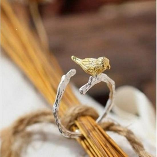 Korean 925 Sterling Silver Plum Blossom Open Ring – Handmade Artistic Floral Design for Women