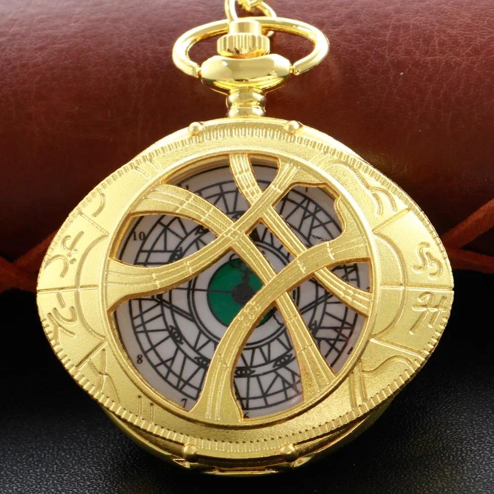 

New Mystery Gold Hollow Retro Fob Watch Classic Digital Pocket Pendant Necklace Chain Timepiece Gift for Women Men бронзовый