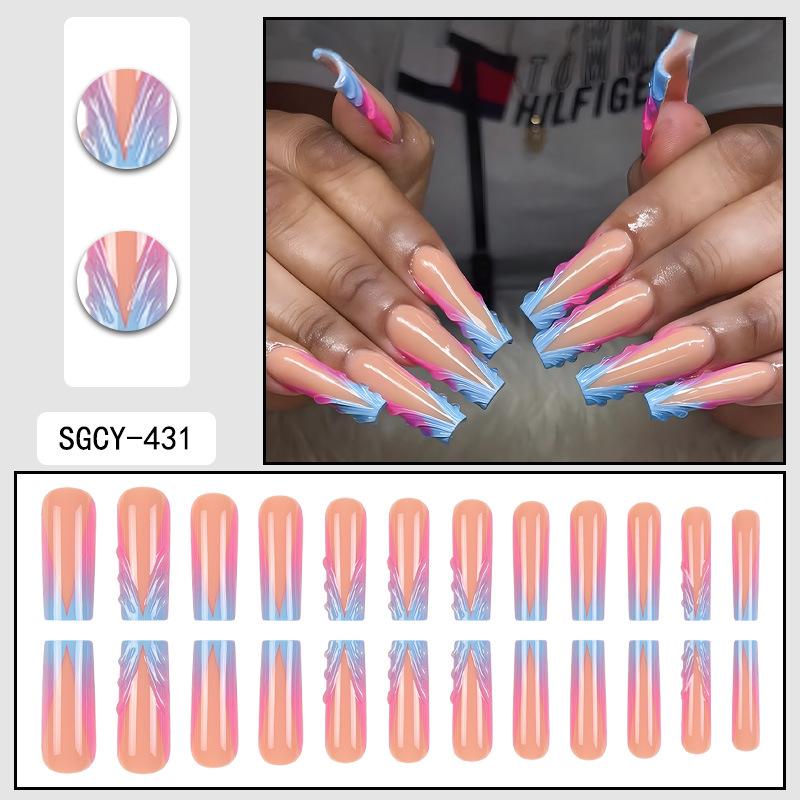 O8 Long Nail Art Tips - European & American High-End Wearable Summer Stickers