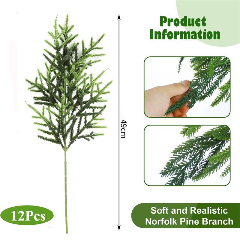 7 Branches De Pin De Norfolk Artificielles Pour Noël - Décoration Réaliste Pour Intérieur Et Extérieur - 45 Cm De Long