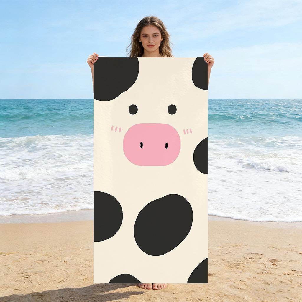 

1pc Cartoon Cow Beach Towel Quick-drying Towel Super Absorbent Suitable for Beach Vacation Pool Swimming Summer Gift for Friends W30*H60(CM)