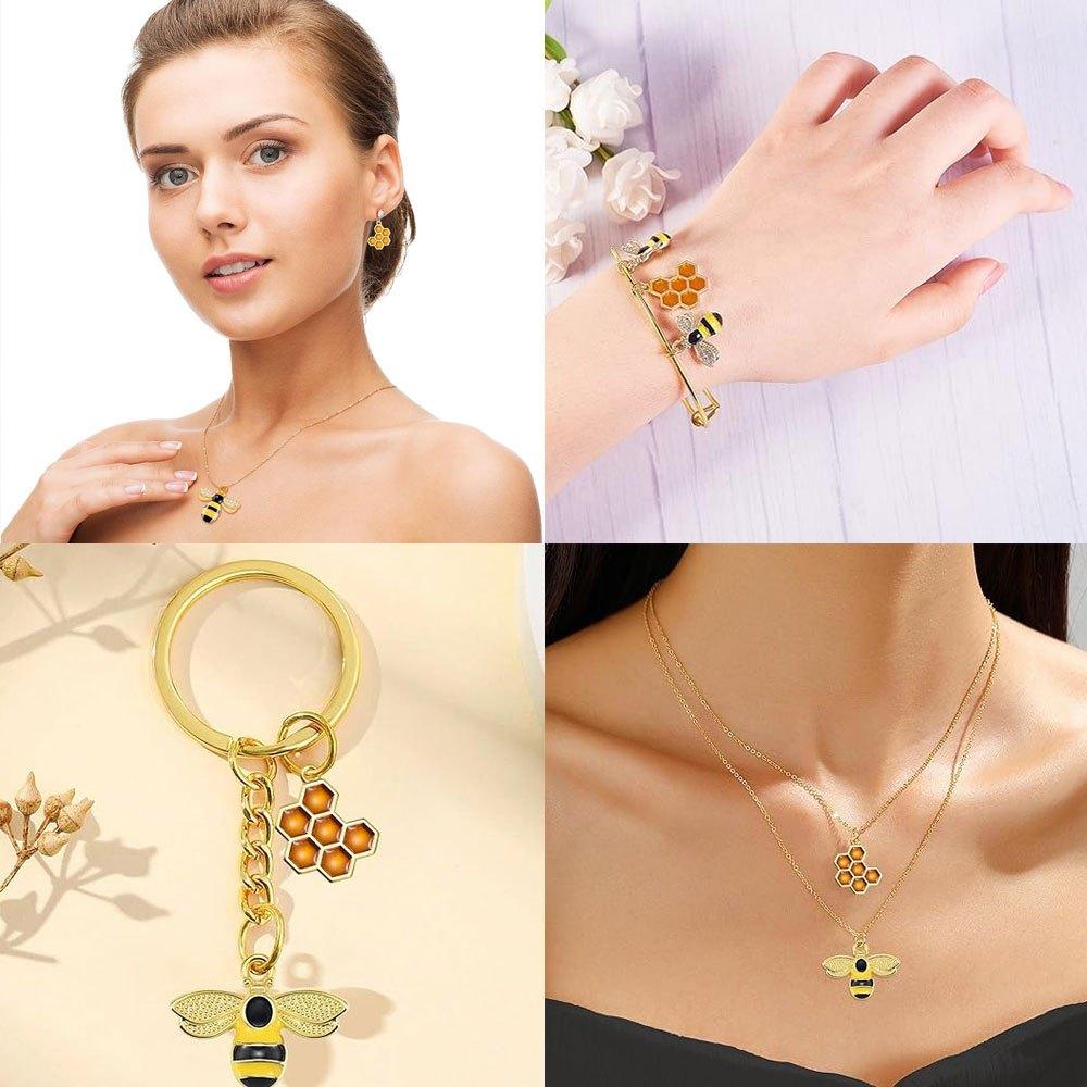 5/10/20 Stück Legierungs-Tropföl-Wabenanhänger, gelber Wabenanhänger, verwendet für die Schmuckherstellung, DIY-Halsketten- und Armbandbasteln