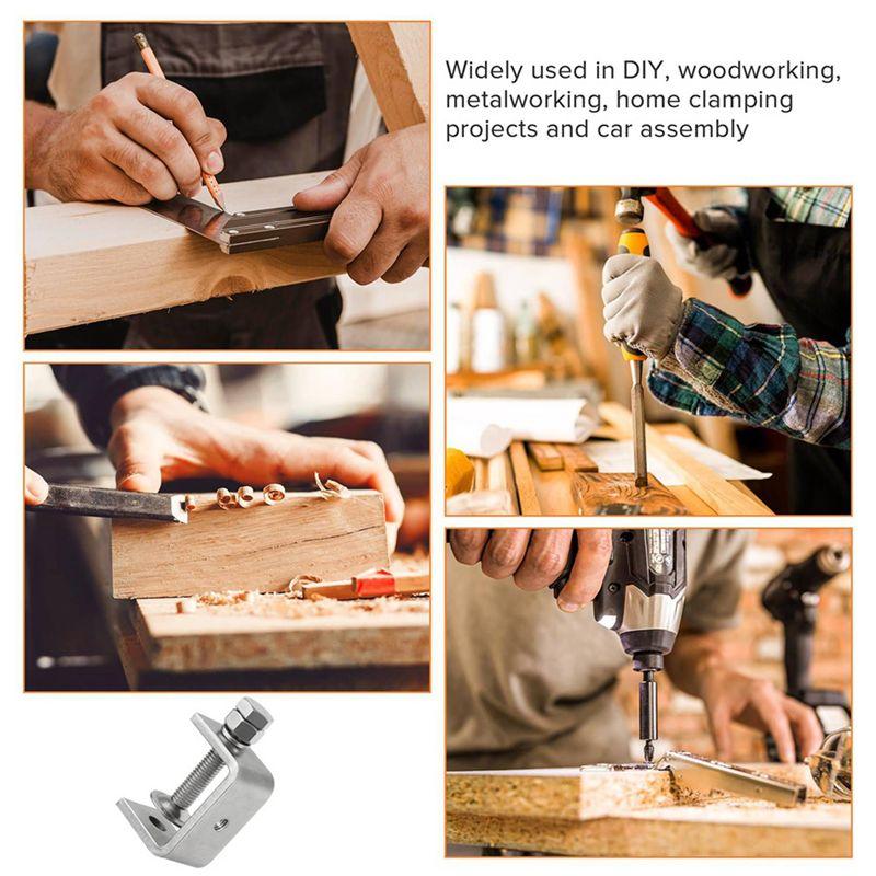 A74E-4Pcs 304 Stainless Steel C Clamp,Tiger Clamp Woodworking Clamp Heavy Duty C Clamps For Woodworking, Welding-45Mm