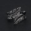 Retro Leaf Feather Ring For Men Women Zinc Alloy Color Punk Gothic Open Ring Handmade Designer Zircon Unisex Accessories Love Gift