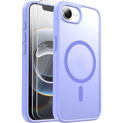 Hülle für iPhone 16e - BOOLING - Hart mit magnetischem Ring - Lila - 2 gehärtete Gläser