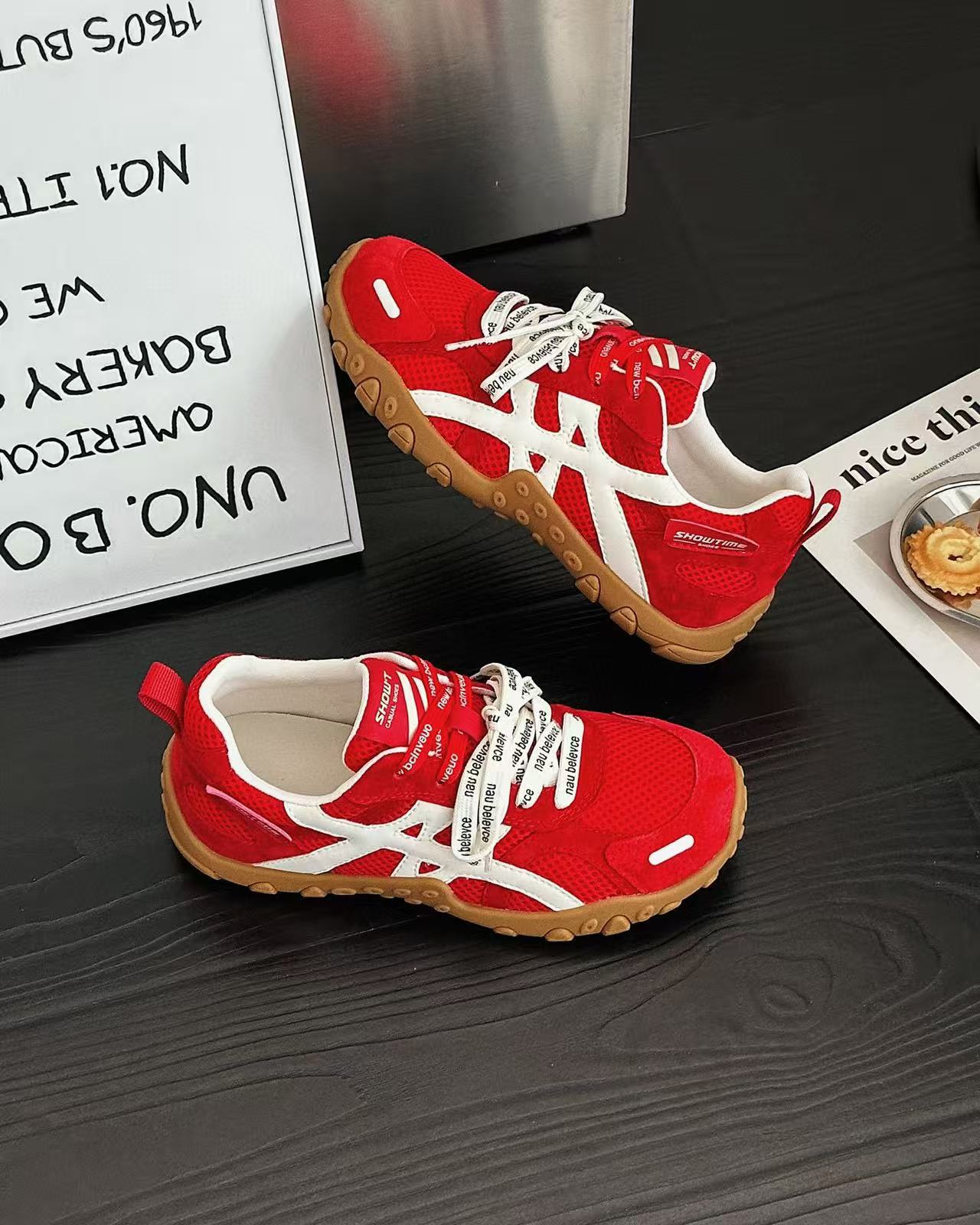 

Women s new autumn red yellow thick-soled heightening versatile board shoes breathable mesh 35