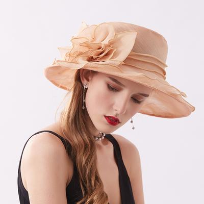 Monochrome Large Flower Mesh Gauze Hat Women'S Summer Travel Sun Protection Sun Hat Foldable Beach Sun Hat