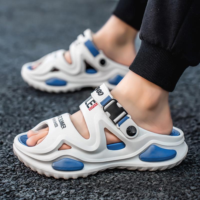Thick-soled heightening slippers, non-slip one-word drag for summer wear, beach sports driving, dual-purpose beach sandals