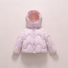 Unisex Kids Hooded Down Jacket - Wave Pattern, Solid Color, Winter Warmth