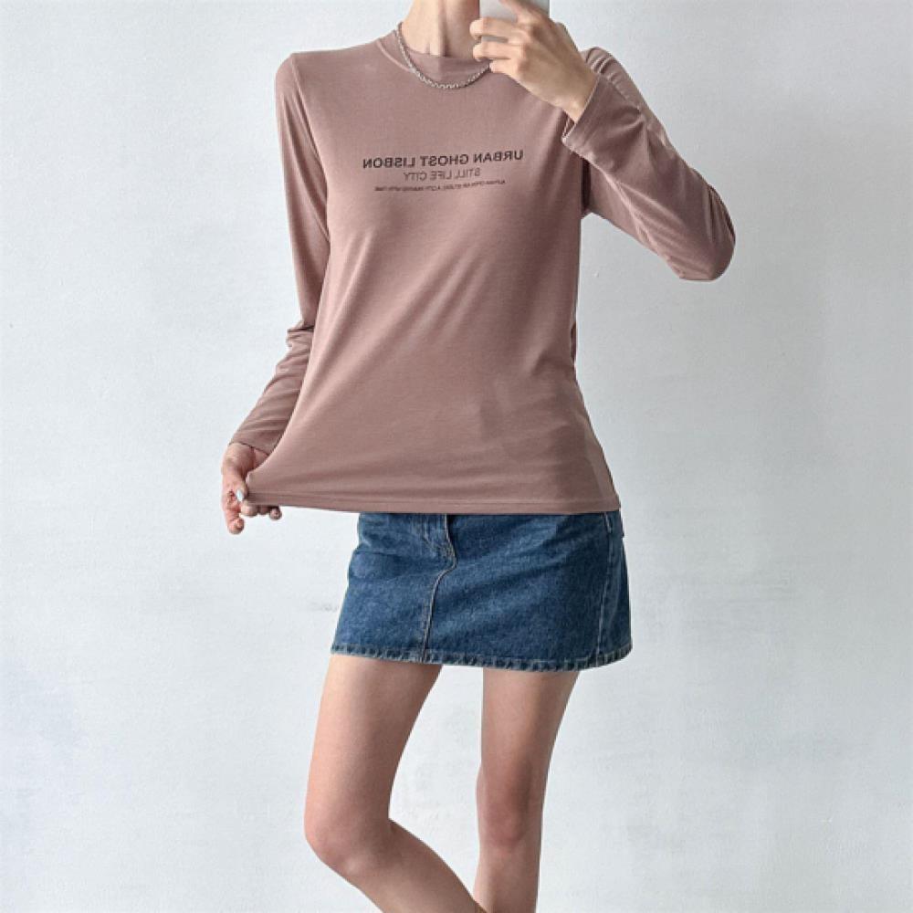 New Arrivals Open Run Women Spandex Long Sleeve T shirT Round Neck Daily leTTer