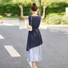 Fashion irregular hem design sense chic long dress women's summer new loose streamer thin temperament dress