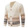 Men's Cardigan Sweater Jackets Cable Knitted V Neck Button up Sweaters Ribbed Textured Cardigan Sweater Jacket Casual Long Sleeve Sweaters for Men