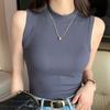 Round Neck Threaded Base Shirt for Women Sleeveless Vest Camisole Top
