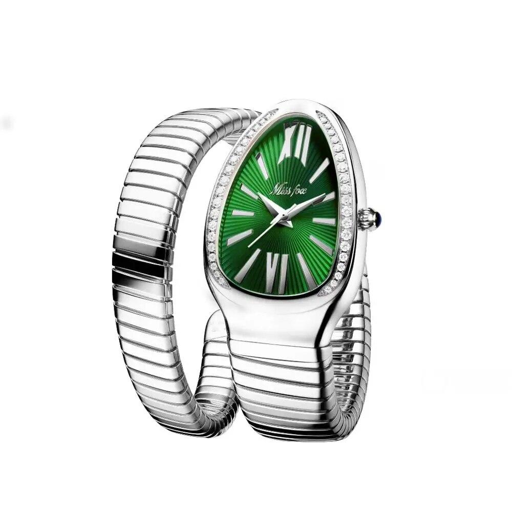 

Жіночі годинники MISSFOX Snake Shape Luxury Wrist Watch For Women Steel Unique Gold Quartz Ladies Watch Clock Relogio Feminino