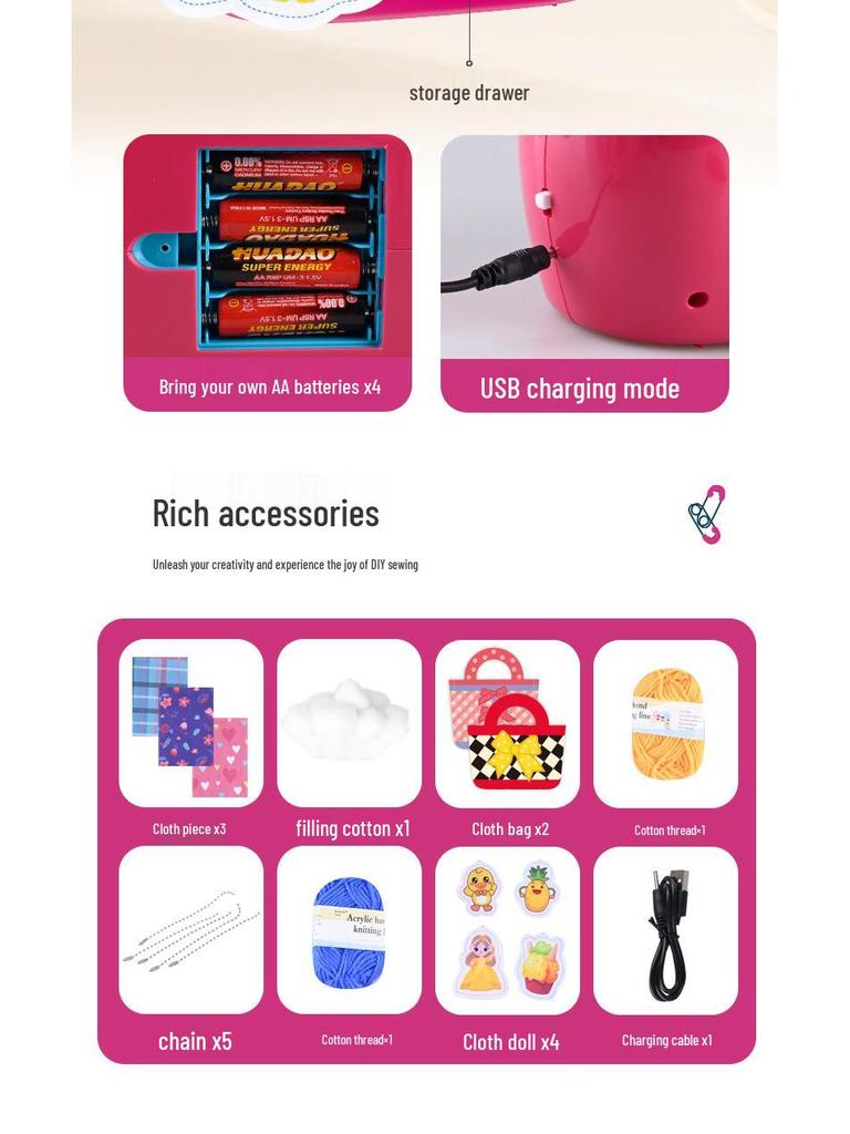 Elektrische Nähmaschine für Kinder zum Spielen und Basteln