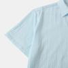 2025 Summer European & American Men's Waffle Short Sleeve Solid Color Casual Shirt