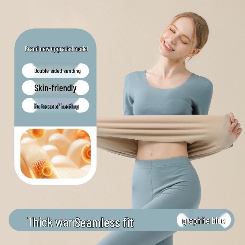 2025 Neue Wolle Seide Doppelseitiges Fleece Unterwäsche Set für Damen und Herren - Warme Herbstkleidung