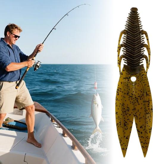 Fishing Lure Oversized Soft Bait Realistic Vibrant Color Compact Portable Artificial Fishing Bait with Twin Ridge Tails