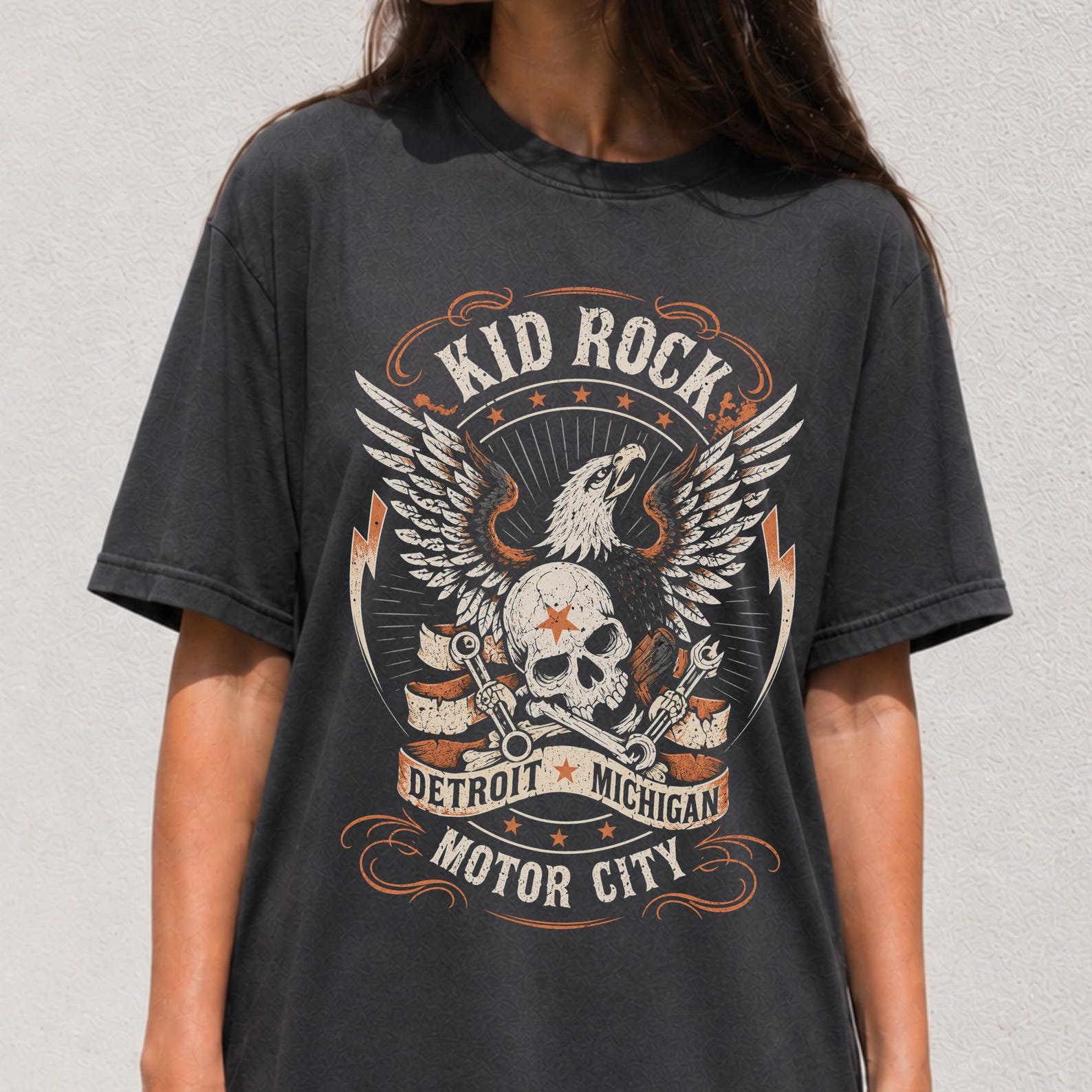 Unisex Kid Rock Motor City Eagle T-shirt, Vintage Rock Band Graphic Tee, Garment Vintage Rock t-shirt, indie boho t-shirt, retro tee, grunge M