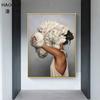 HAOCHU Posters and Prints Flowers Feather Sexy Women Character Canvas Painting  Wall Pictures For Living Room Home Decoration