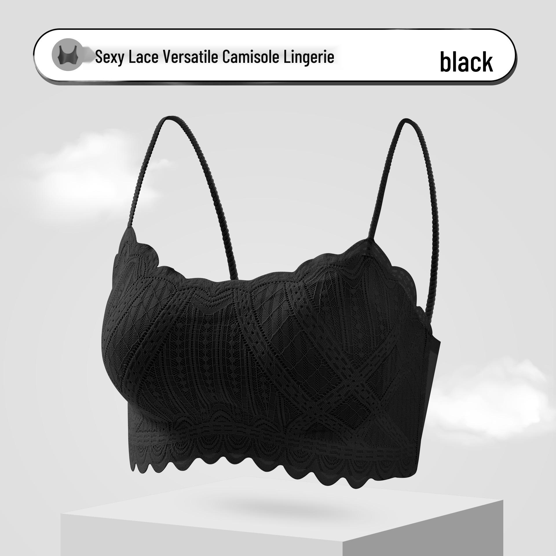 

Women s Summer Lace Bandeau Bra: Versatile Anti-Exposure Bustier & Inner Layer Camisole Size L [Patent Lace Pattern] 115-135 lbs