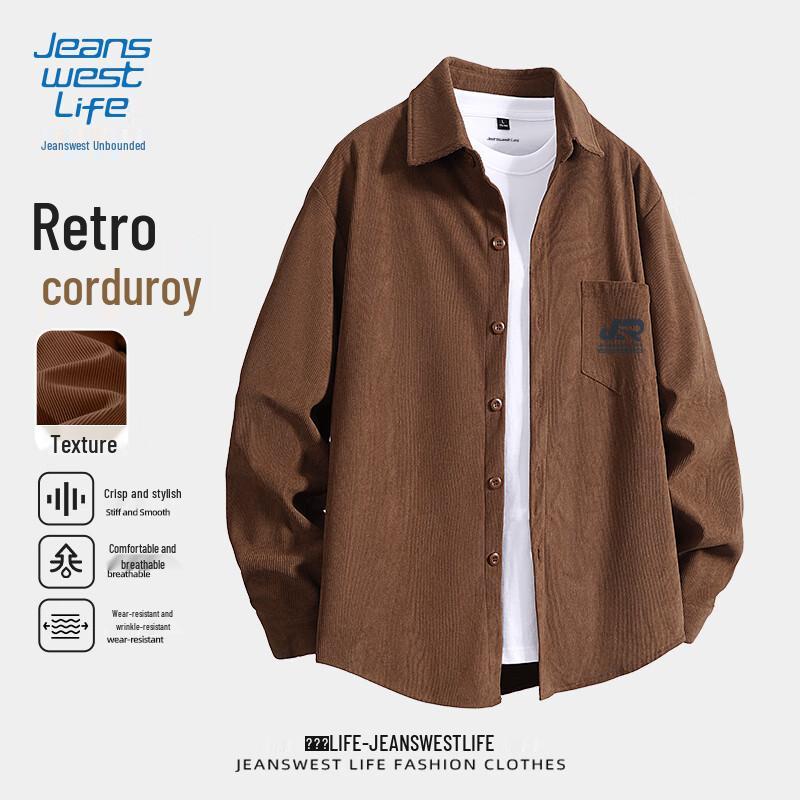 Мужская вельветовая рубашка-куртка с длинным рукавом JEANSWEST LIFE 4XL