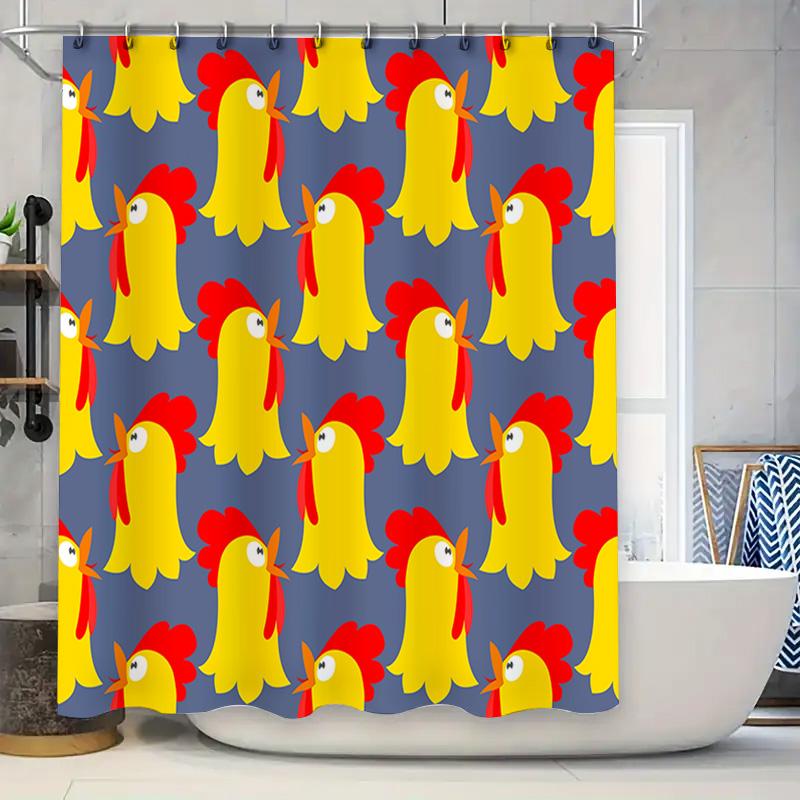 

Chicken Pattern Shower Curtain Decorative Fabric Waterproof Bath Accessories For Home Decor Blue Yellow Red Chicken Print Shower W60H190(CM)-1 Pcs
