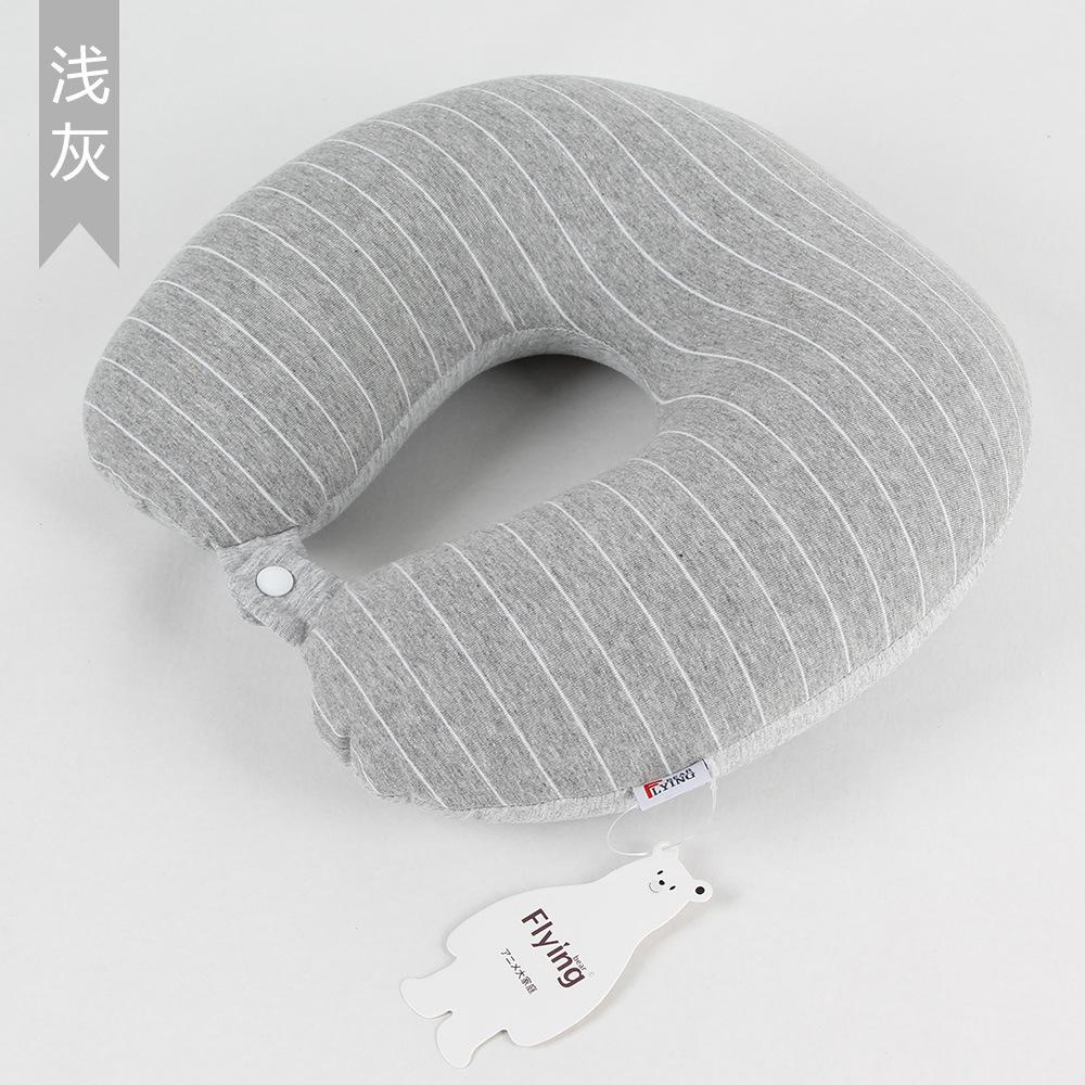 

Combed cotton cloth unprinted striped neck pillow travel office u-shaped pillow single світло-сірий колір