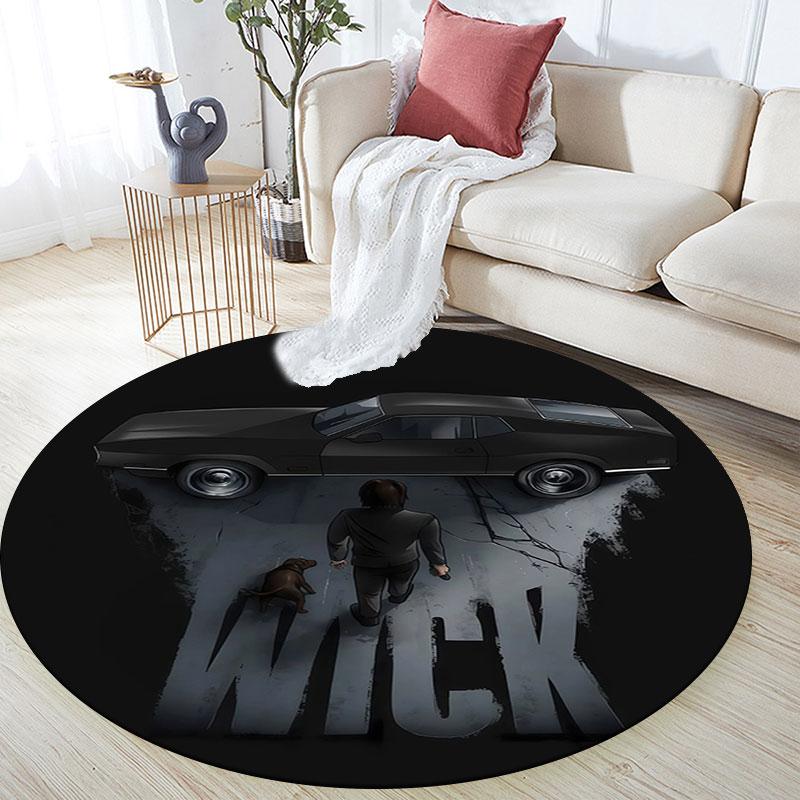 John Wick Pattern Round rug,Carpet Rug for Living Room Bedroom Playroom ,Non-slip Floor Mat,Holiday Gifts and Birthday Gifts.